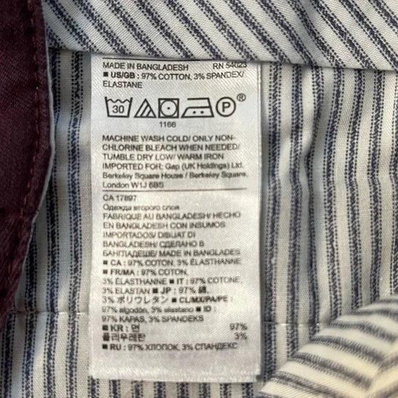 Banana Republic Men’s Fulton Chino Skinny Fit Cotton Burgundy Pants - Picture 7 of 10